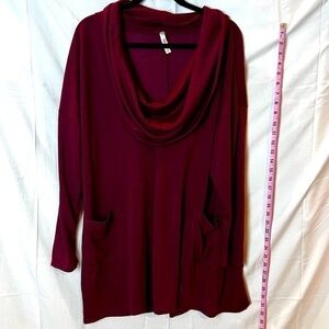 Emerald Women’s Cowl Neck Deep Red Top 3X